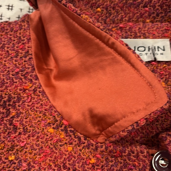 St. John Collection tweed jacket, peachy/pink with flecks, pockets, size 10 - Picture 4 of 10